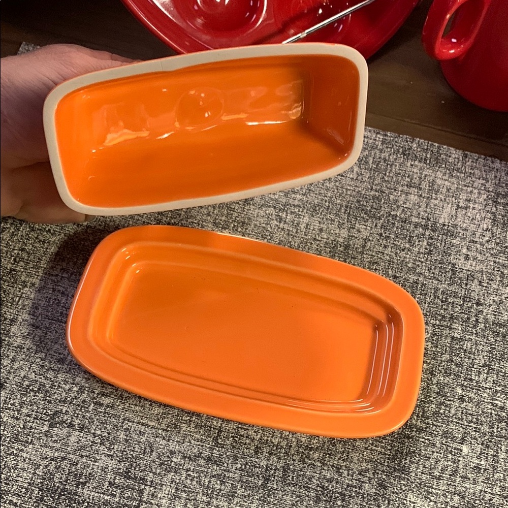 Fiesta Tangerine Butter Dish - Picture 2 of 4